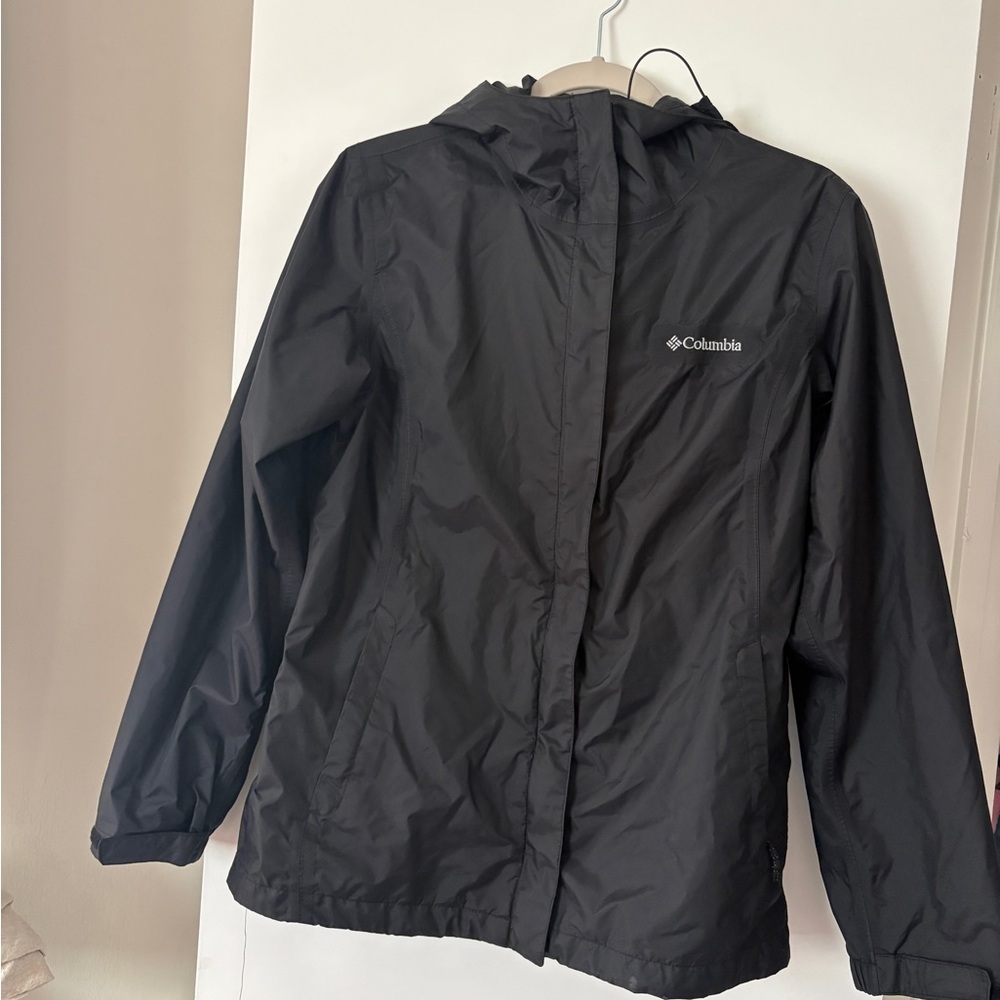Columbia Black Hooded Women's Rain Jacket